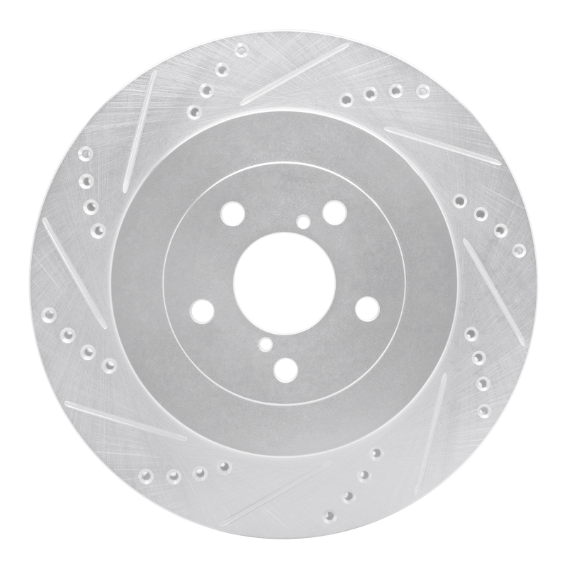 Subaru Impreza Brake Rotor (1) - Rear Left - R1 Concepts - Drilled & Slotted - Silver - `03-`04